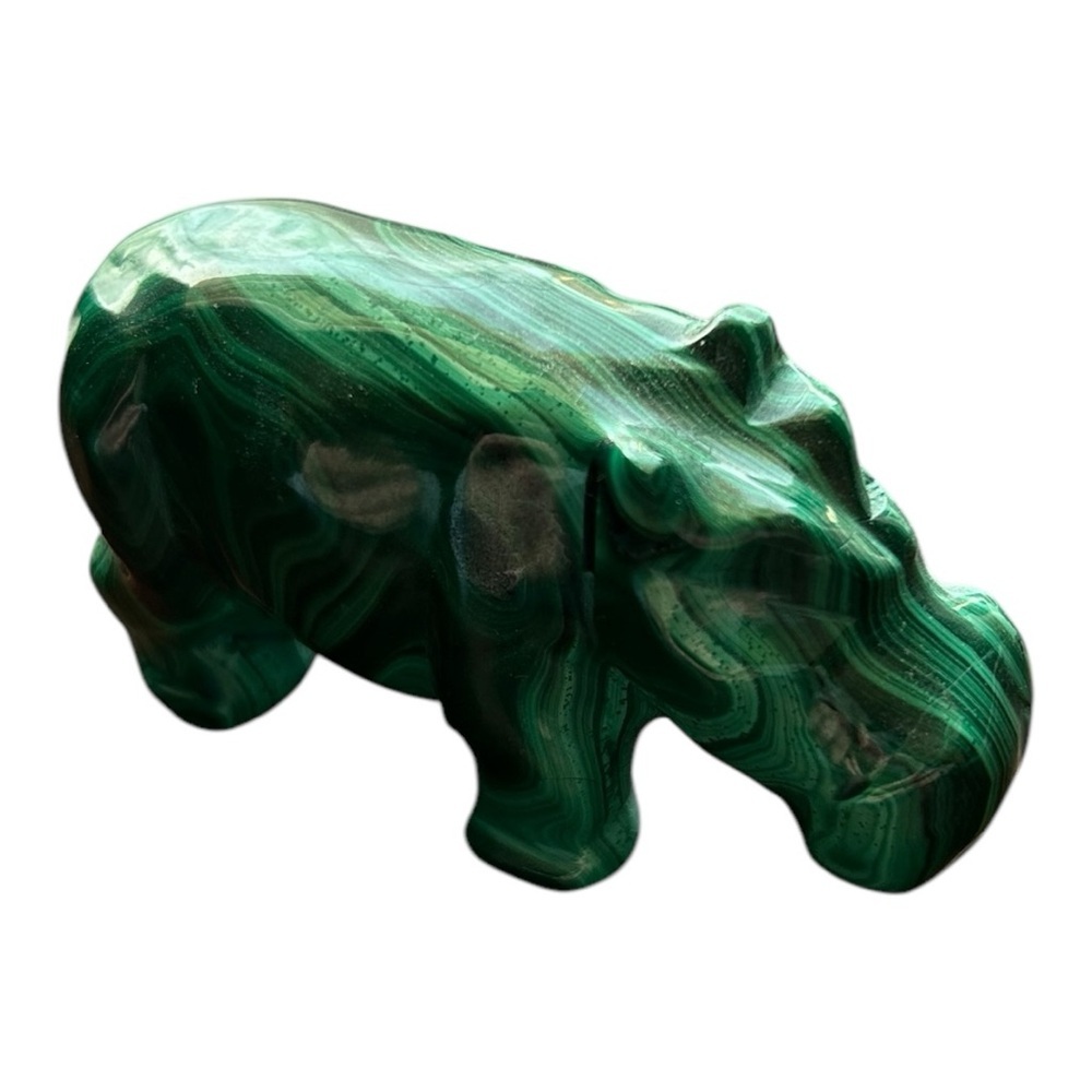 Green Malachite Hippo Sculpture